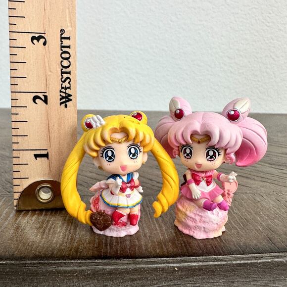 Sailor Moon & Sailor Chibi Moon Chibi Figurine Lot of 2 Anime Ice Cream Party - Picture 3 of 8